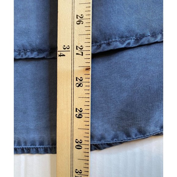 Side Stitch Blue Tencel Half Placket Roll-Tab Sleeve High-Low Shirt Size M - Picture 10 of 13